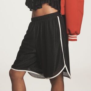 Anthropologie Lace Shorts Sz L Daily Practice Oversize Black NWT